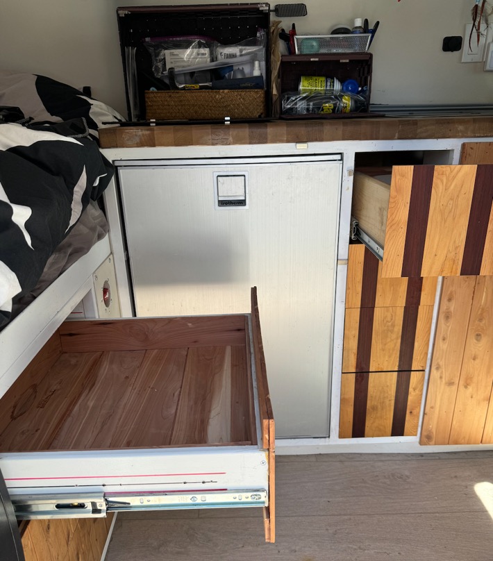 Custom Galley drawers and storage.